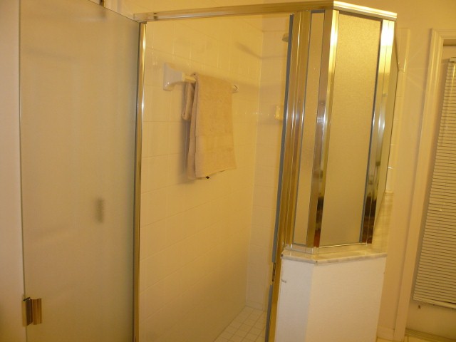 Master bath also contains a large shower unit.