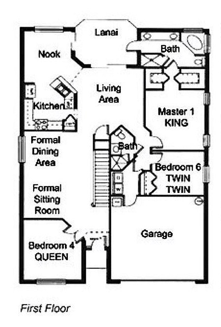 Floor Plan of the 6 bedroom Villa near Disney World 